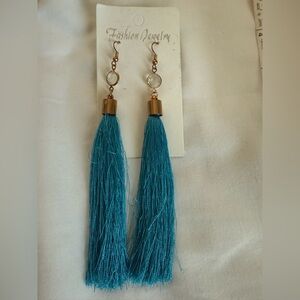 Elegant Blue Tassel Earrings